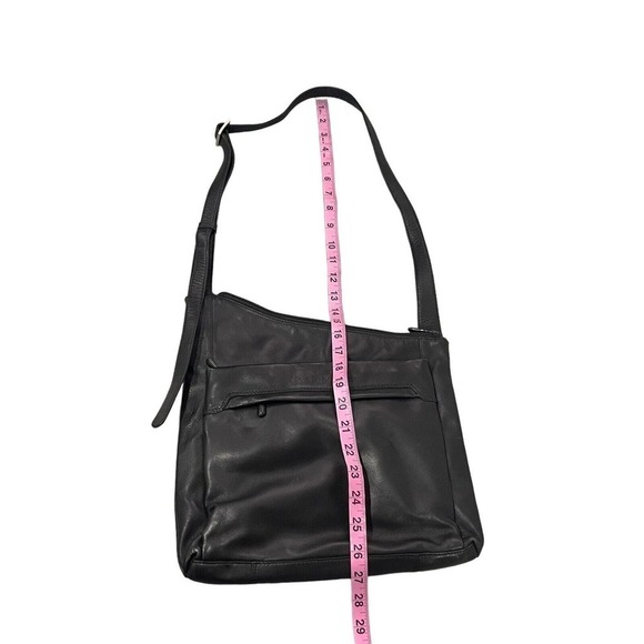 Derek Alexander Black Leather Adjustable Strap Crossbody Bag Medium - Picture 12 of 12